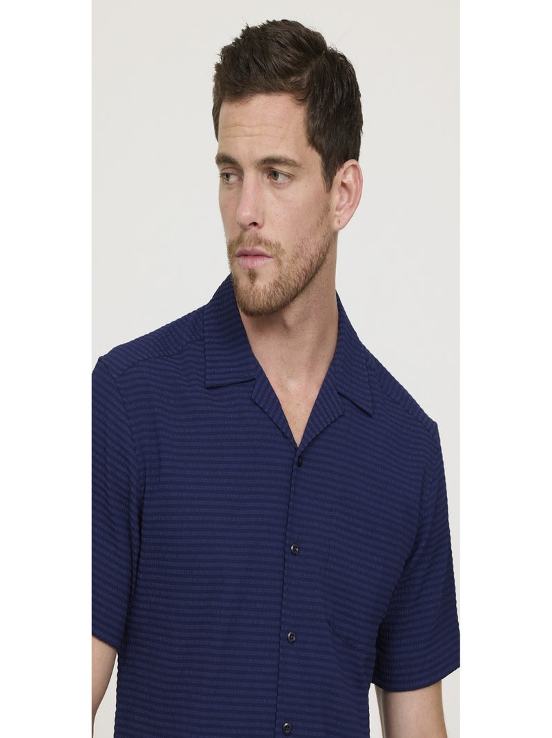 Lee Cooper - Chemise manches courtes polyester relaxed DUCKER Bleu marine - Kiabi
