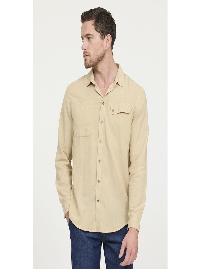 Lee Cooper - Chemise manches longues coton comfort DAMAR Beige - Kiabi