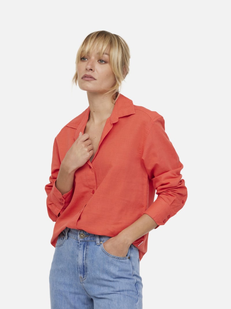 Lee Cooper - Chemise manches longues coton loose DHIMMI Rouge vermillon - Kiabi