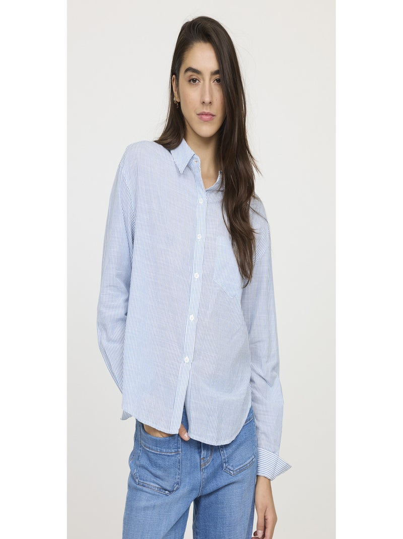Lee Cooper - Chemise manches longues coton loose DOUBIA Bleu roi - Kiabi