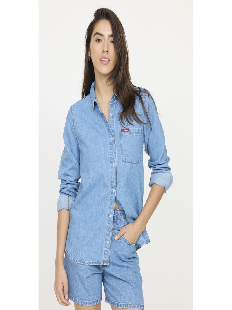 Lee Cooper - Chemise manches longues coton regular DAMIRA Bleu - Kiabi