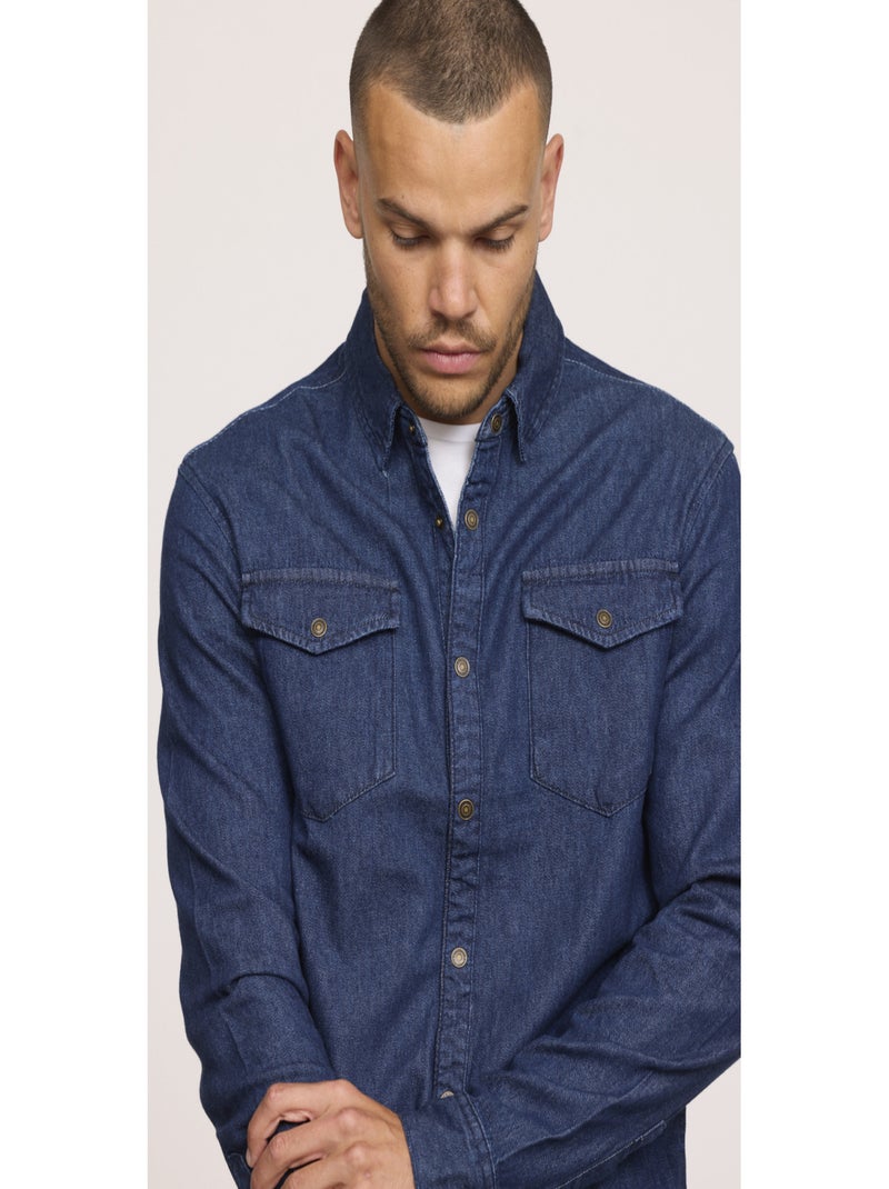 Lee Cooper - Chemise manches longues coton regular DARILE Bleu foncé - Kiabi