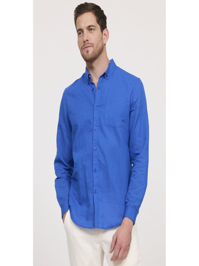 Lee Cooper - Chemise manches longues coton regular DOLINO Bleu roi - Kiabi