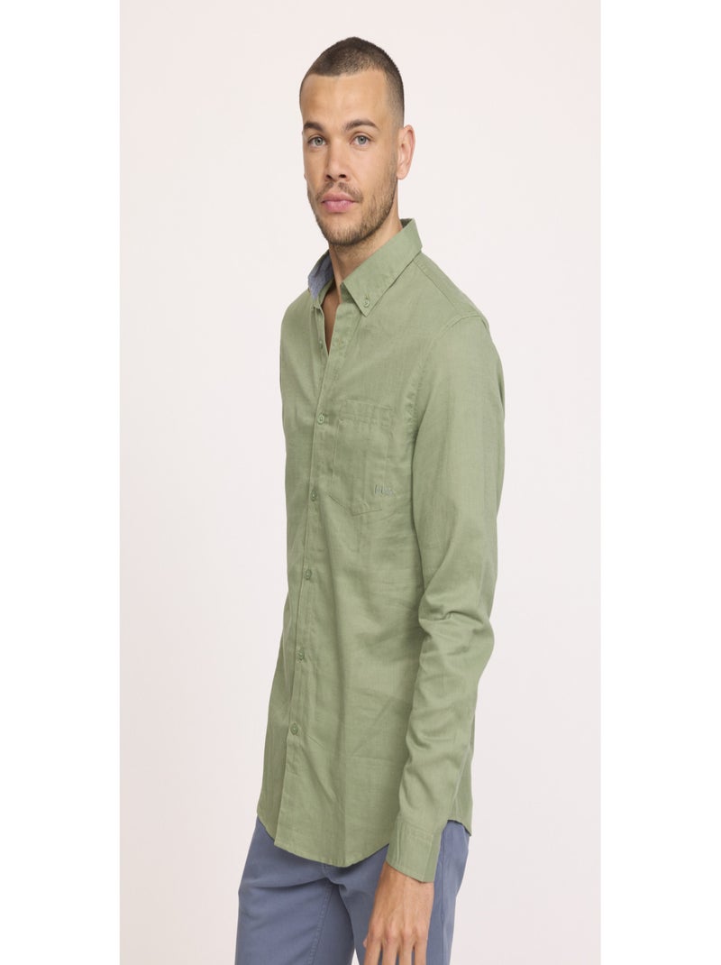 Lee Cooper - Chemise manches longues coton regular DOLINO Kaki - Kiabi