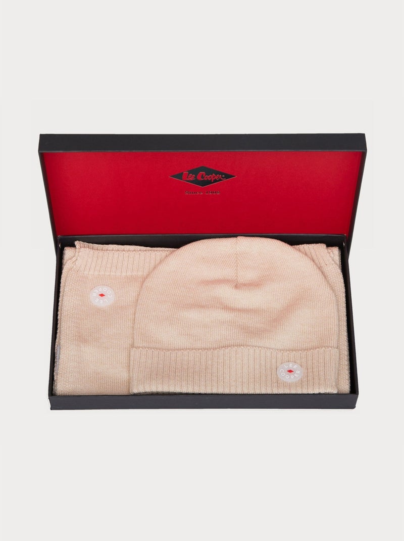 Lee Cooper - Coffret avec bonnet et écharpe Beige - Kiabi