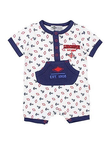 Lee Cooper - Combishort garçon été avce motif ancre et losange