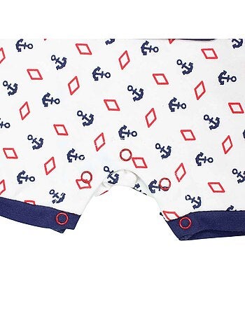 Lee Cooper - Combishort garçon été avce motif ancre et losange