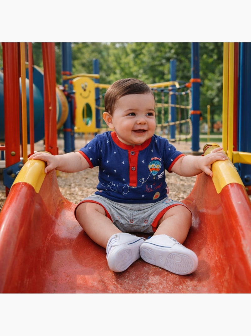 Lee Cooper - Combishort garçon été avec motif et imprimé montgolfière Bleu marine - Kiabi