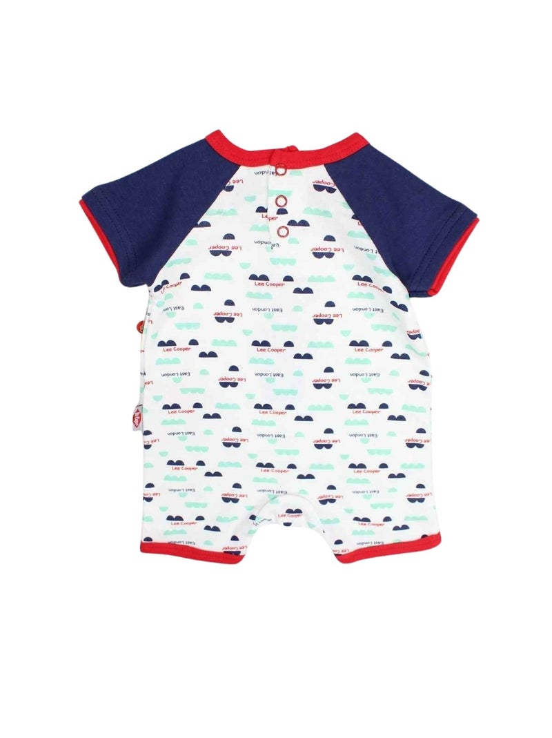 Lee cooper - combishort manches courtes imprimé à inscriptions, coupe droite et boutons pression Bleu - Kiabi