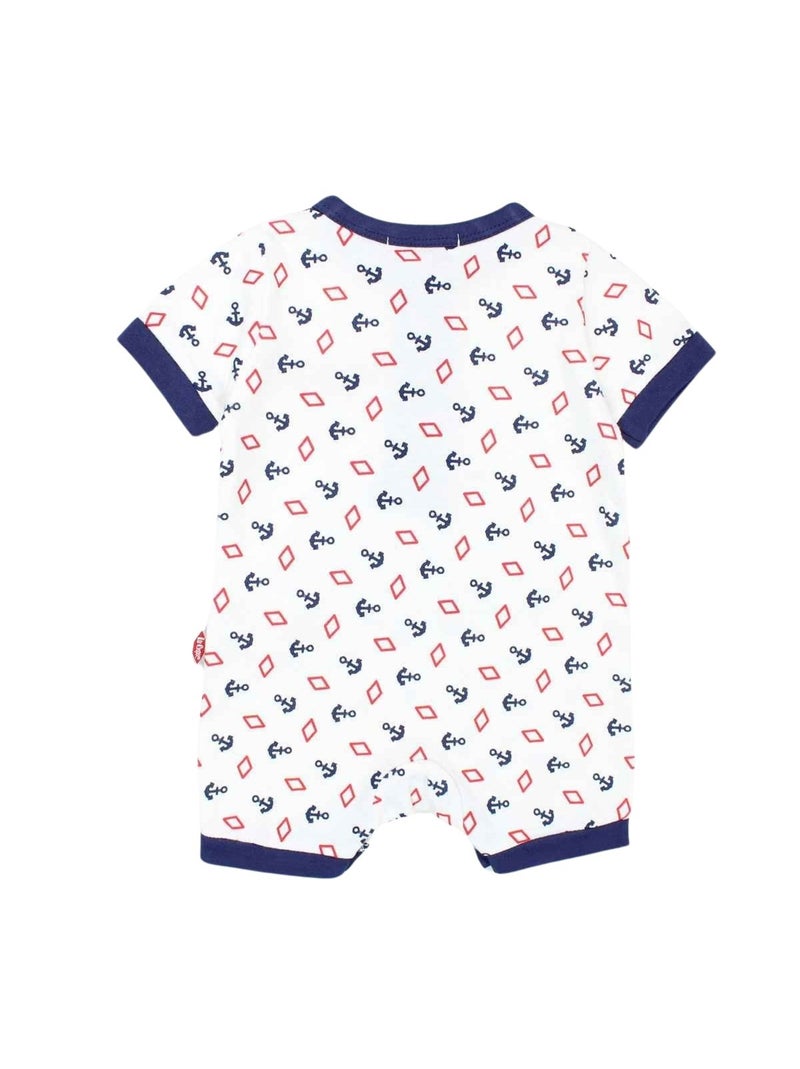 Lee cooper - combishort manches courtes imprimé ancres, coupe droite et boutons pression Blanc - Kiabi