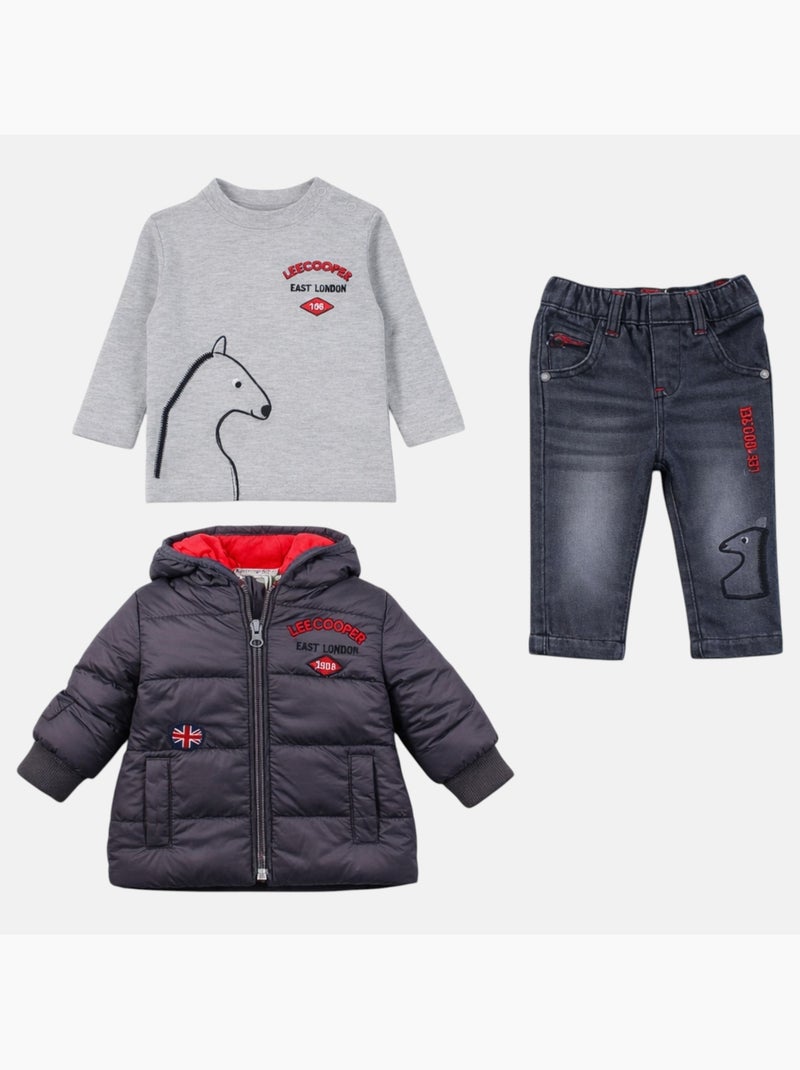 Lee Cooper - Doudoune avec t-shirt manches longues et jeans Gris - Kiabi