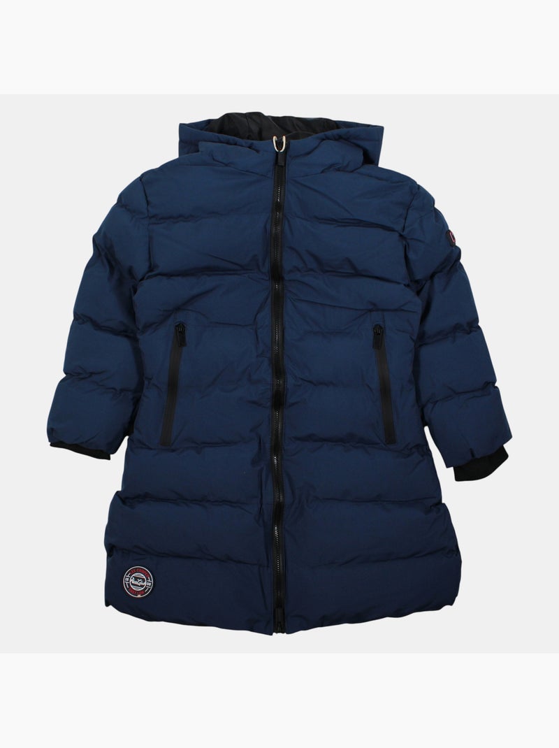 Lee cooper - doudoune longue zippée à capuche Bleu marine - Kiabi