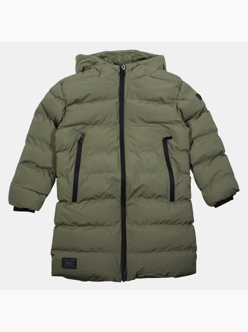 Lee cooper - doudoune longue zippée à capuche Kaki - Kiabi
