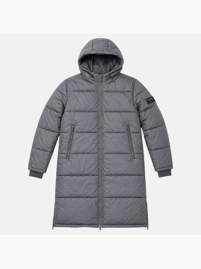 Lee cooper - doudoune longue zippée à capuche, poches zippées Gris - Kiabi