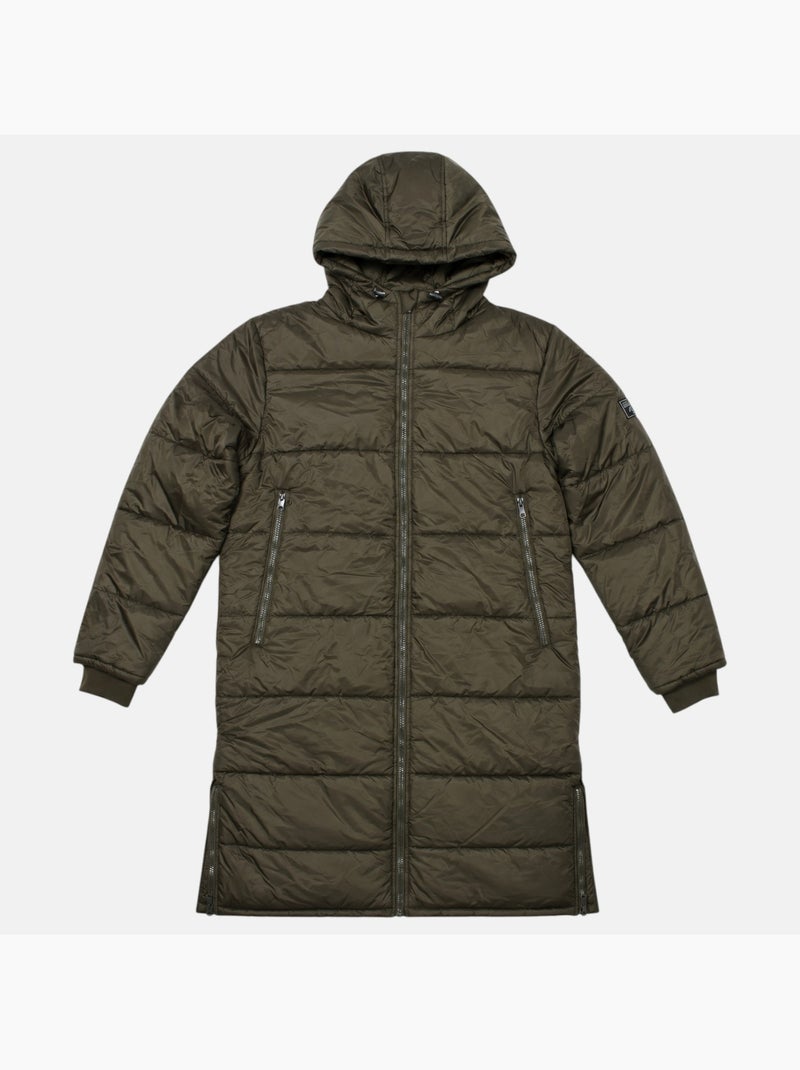 Lee cooper - doudoune longue zippée à capuche, poches zippées Kaki - Kiabi