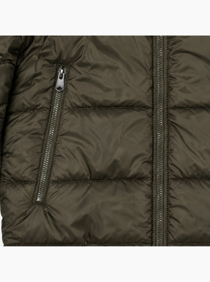Lee cooper - doudoune longue zippée à capuche, poches zippées Kaki - Kiabi