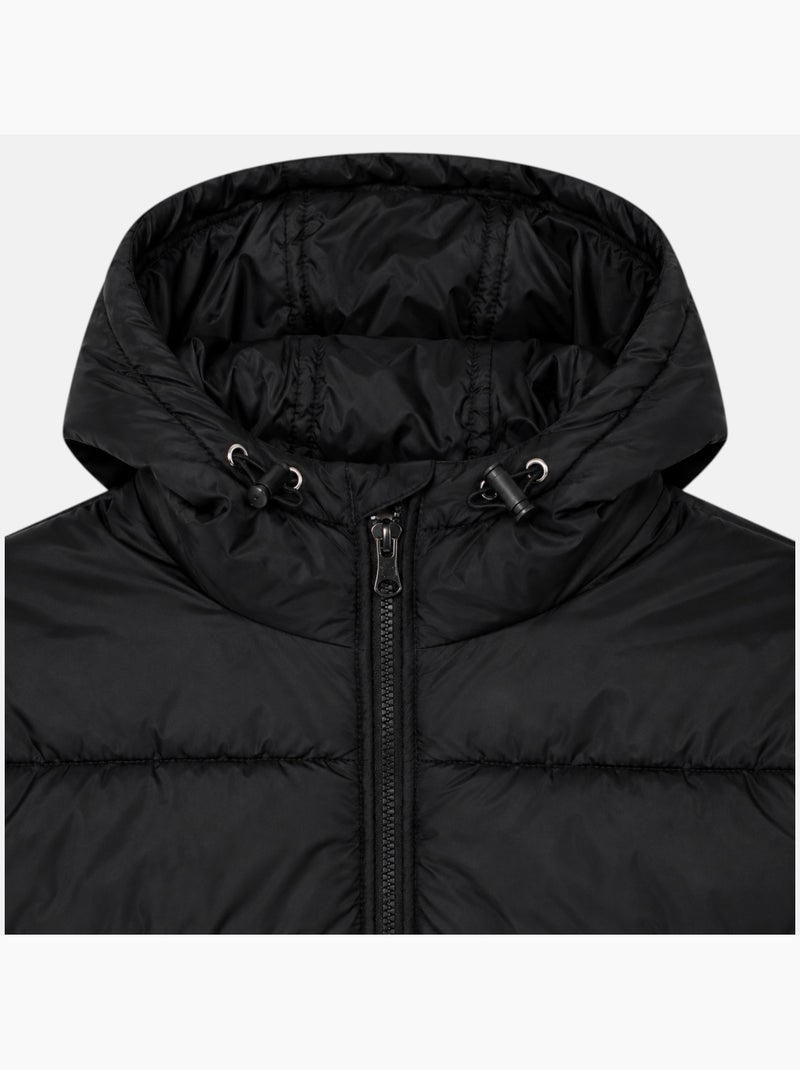 Lee cooper - doudoune longue zippée à capuche, poches zippées Noir - Kiabi