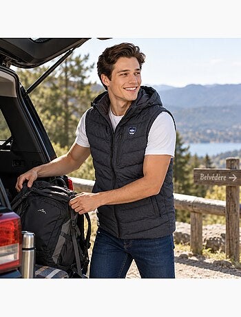 Lee cooper - doudoune sans manches à capuche, poches zippées