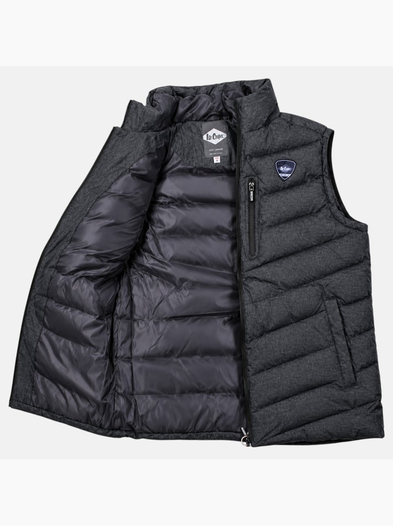 Lee cooper - doudoune sans manches à capuche, poches zippées gris anthracite - Kiabi