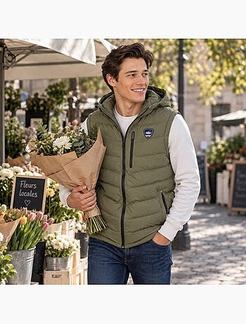 Lee cooper - doudoune sans manches zippée à capuche, poches zippées