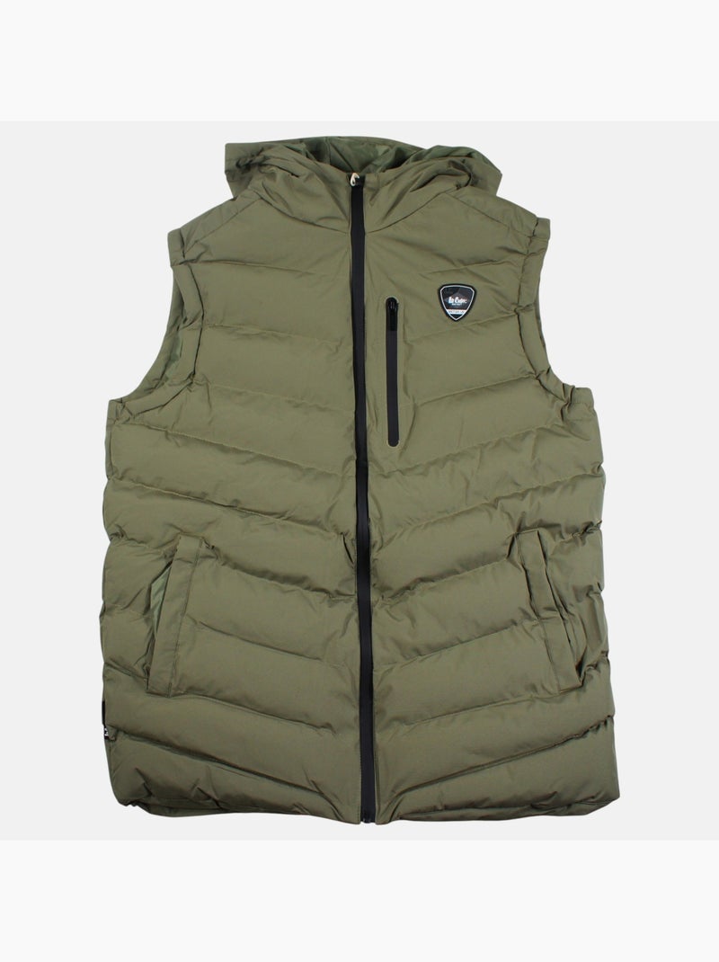 Lee cooper - doudoune sans manches zippée à capuche, poches zippées Kaki - Kiabi