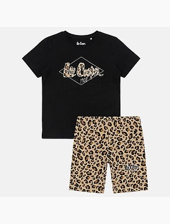 Lee Cooper - Ensemble 2 pièces T-shirt et short motif leopard fille