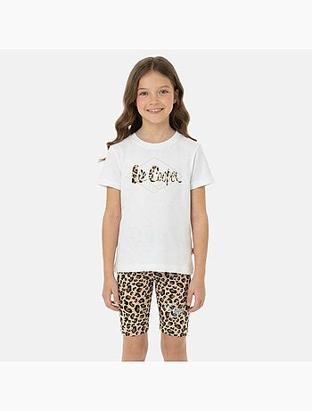 Lee Cooper - Ensemble 2 pièces T-shirt manches courtes et short motif leopard fille