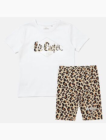 Lee Cooper - Ensemble 2 pièces T-shirt manches courtes et short motif leopard fille