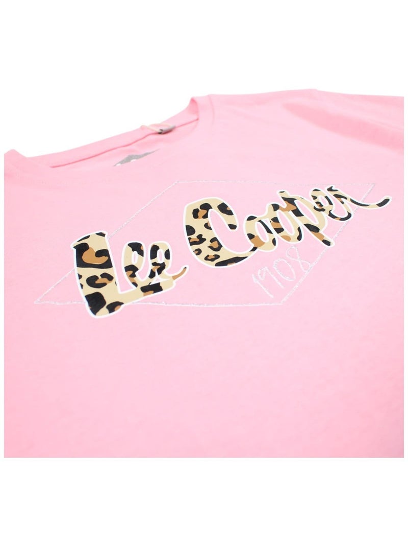 Lee Cooper - Ensemble 2 pièces Top et short motif leopard fille Rose clair - Kiabi