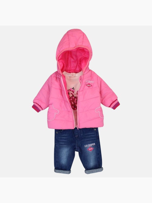 Lee cooper - ensemble 3 pièces veste matelassée à capuche, t-shirt et pantalon - Kiabi