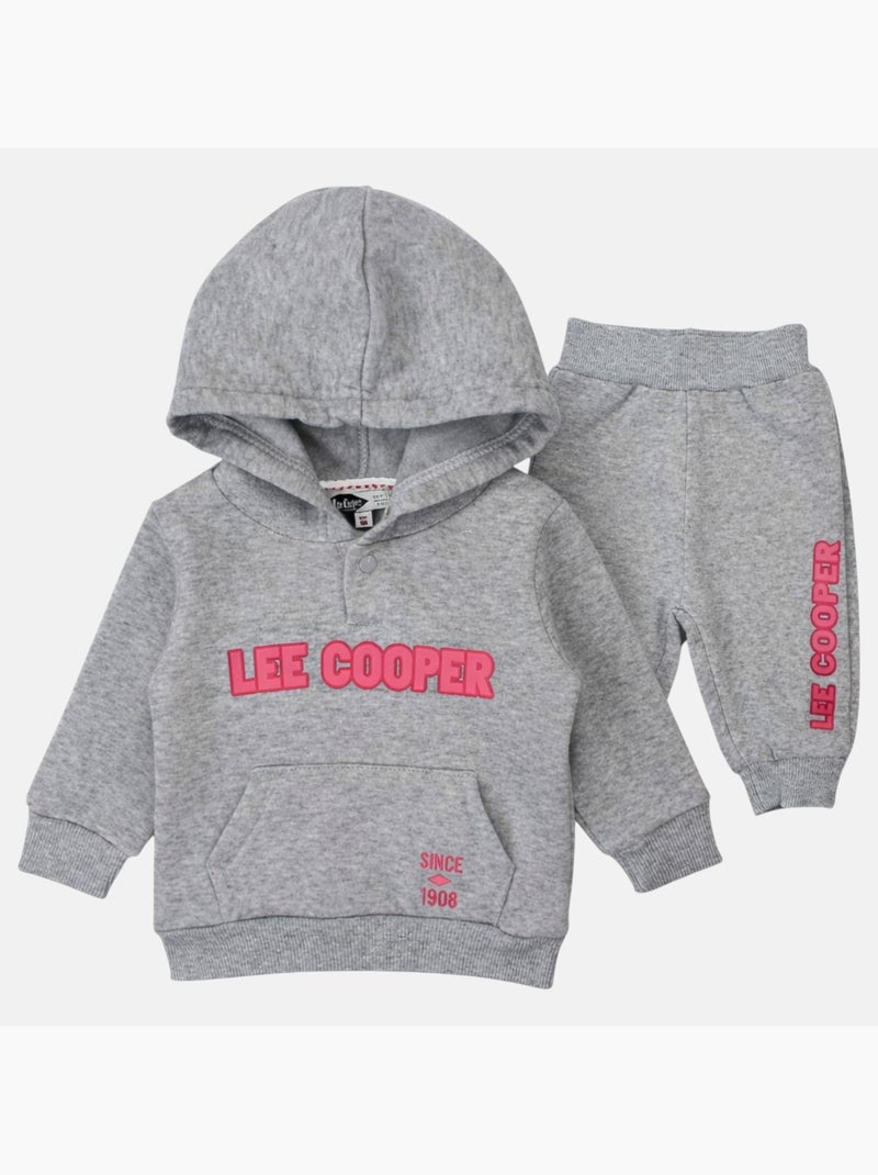 Lee Cooper - Ensemble bébé fille sweat à capuche et pantalon de jogging avec doudoune Gris - Kiabi