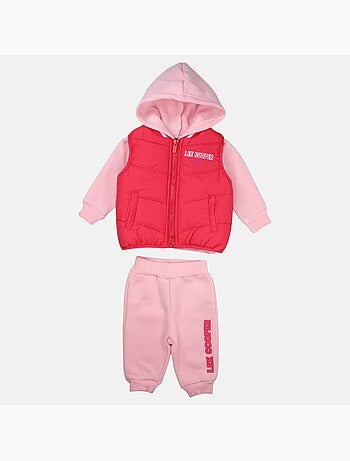 Lee Cooper - Ensemble bébé fille sweat à capuche et pantalon de jogging avec doudoune