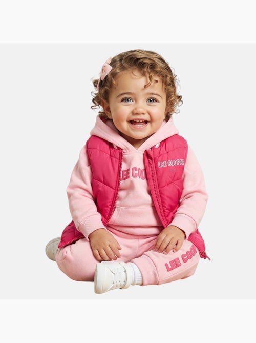 Lee Cooper - Ensemble bébé fille sweat à capuche et pantalon de jogging avec doudoune - Kiabi