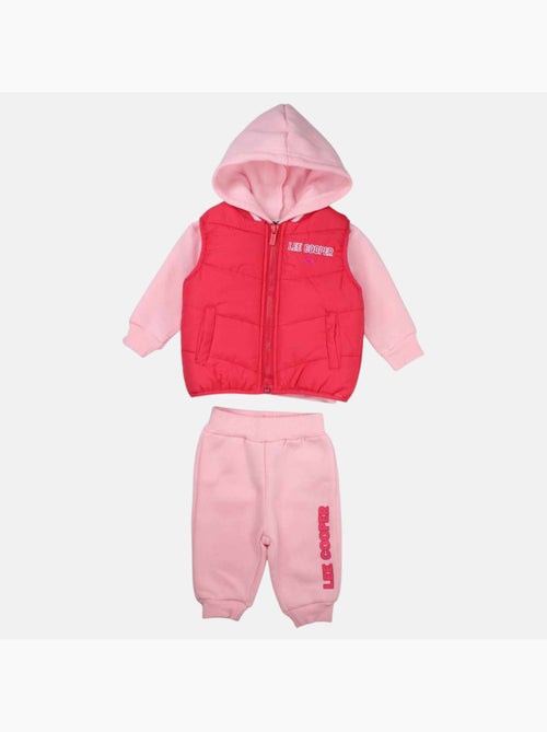Lee Cooper - Ensemble bébé fille sweat à capuche et pantalon de jogging avec doudoune - Kiabi