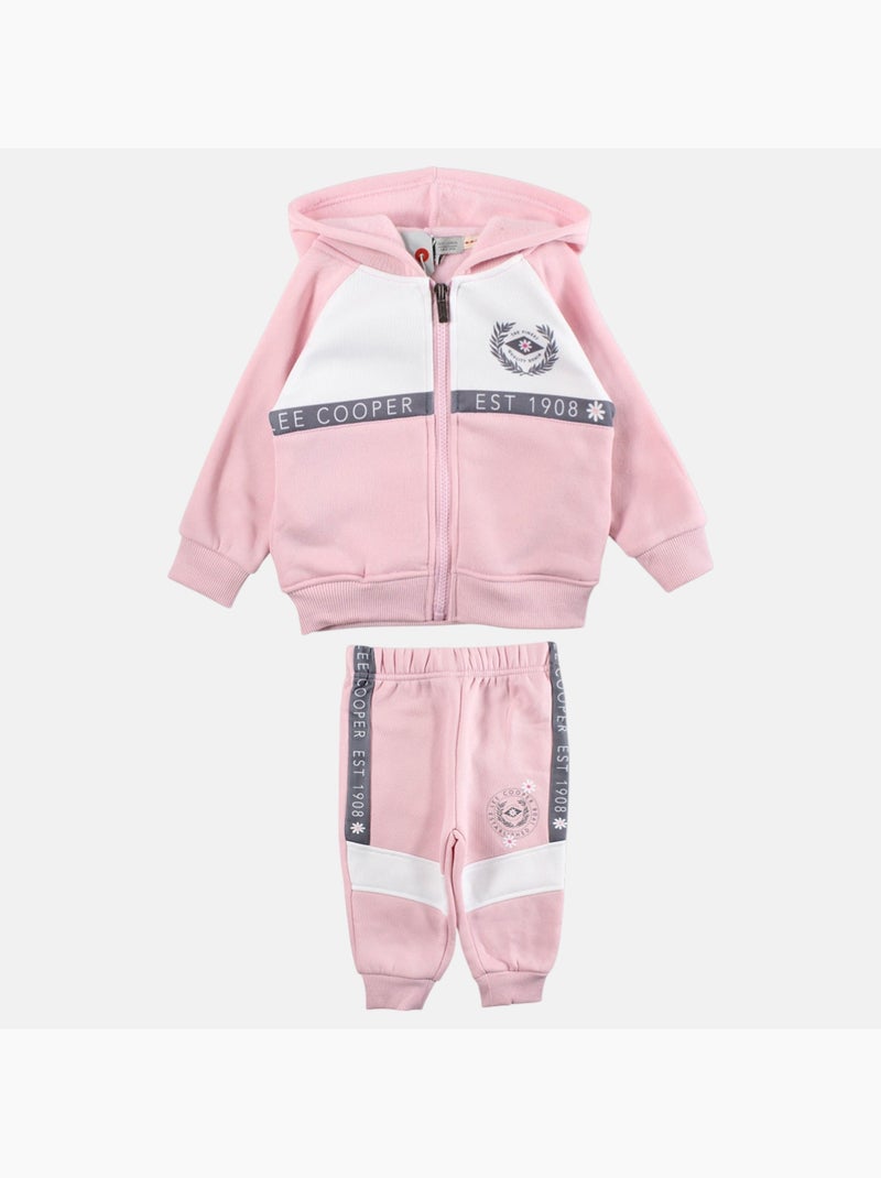 Lee Cooper - Ensemble bébé fille veste capuche et pantalon jogging Rose clair - Kiabi
