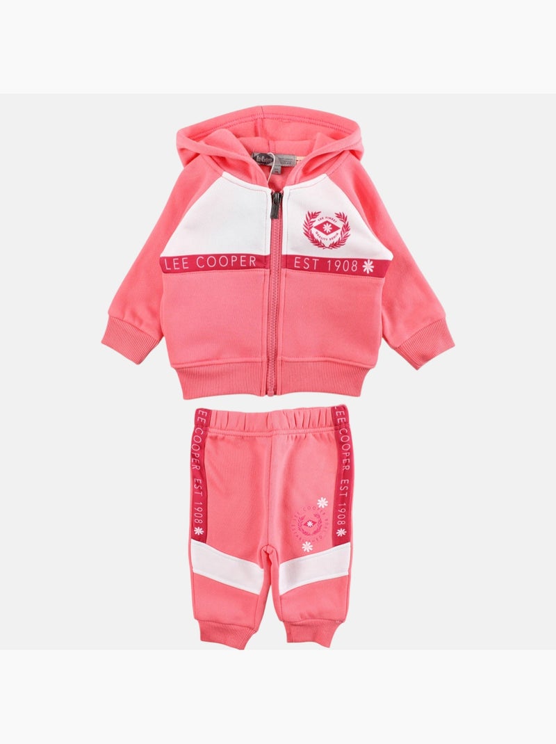 Lee Cooper - Ensemble bébé fille veste capuche et pantalon jogging Rose - Kiabi