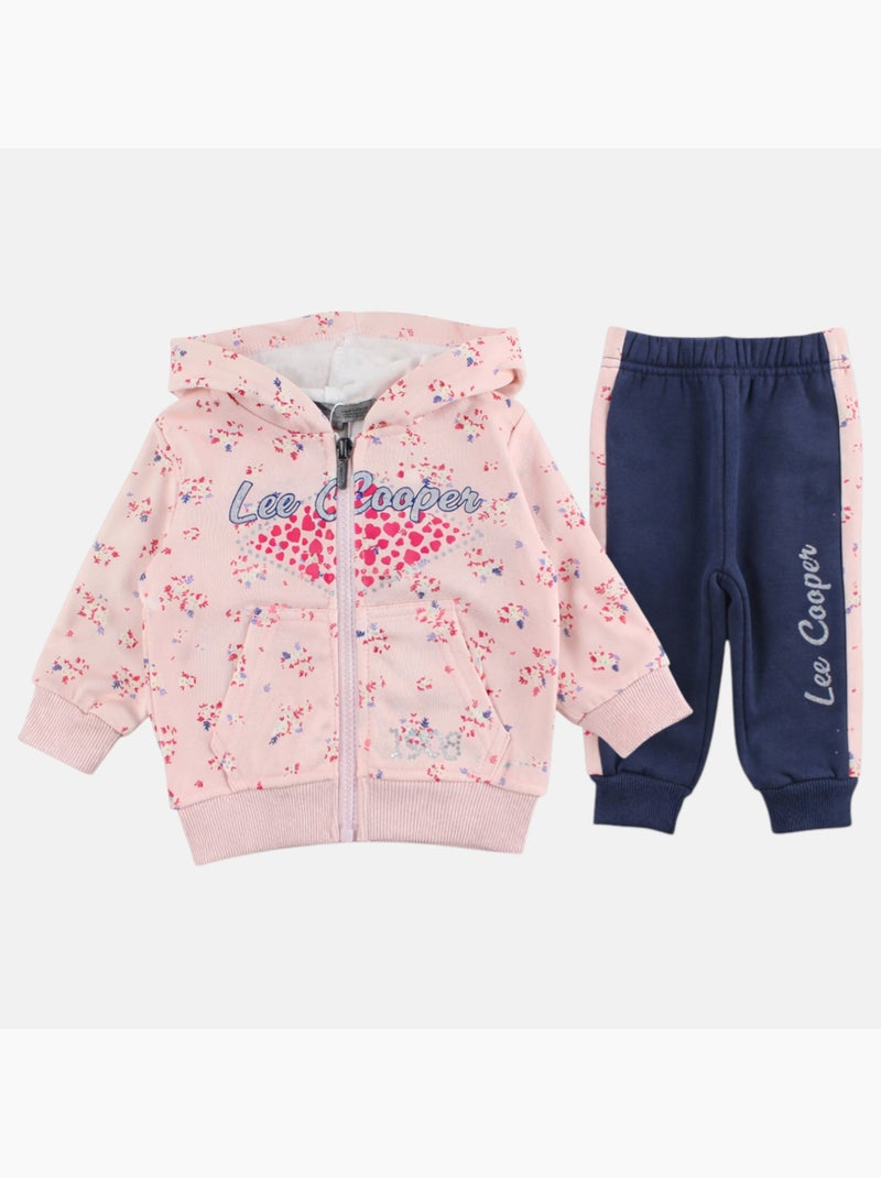 Lee Cooper - Ensemble bébé fille veste capuche et pantalon jogging Rose - Kiabi