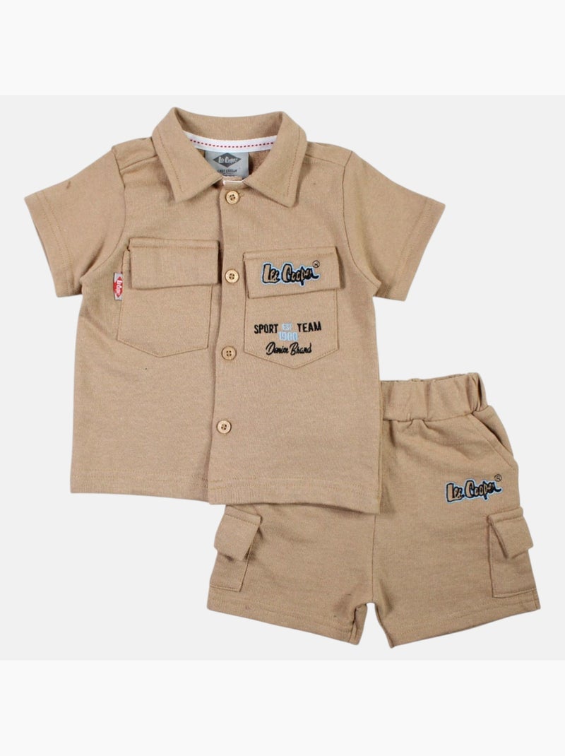 Lee Cooper - Ensemble bébé garçon chemisier et short Beige - Kiabi