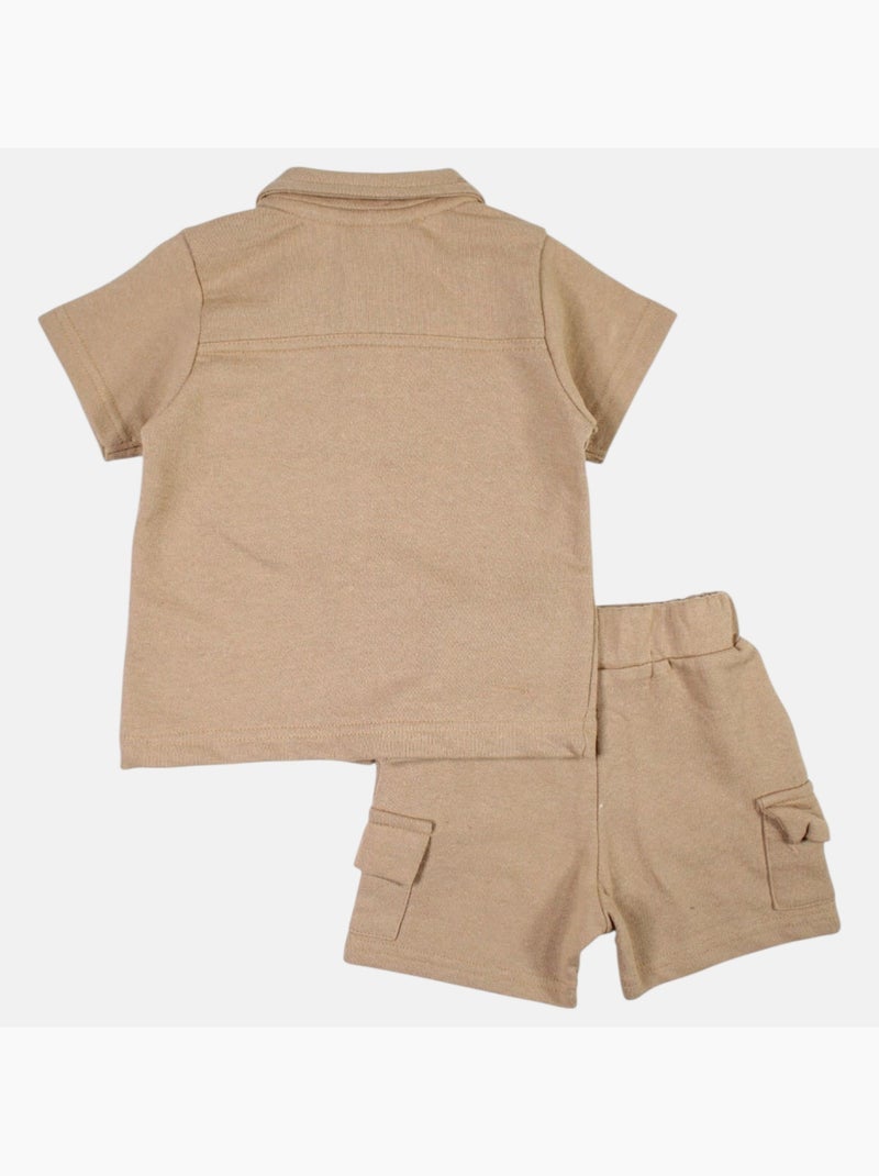 Lee Cooper - Ensemble bébé garçon chemisier et short Beige - Kiabi