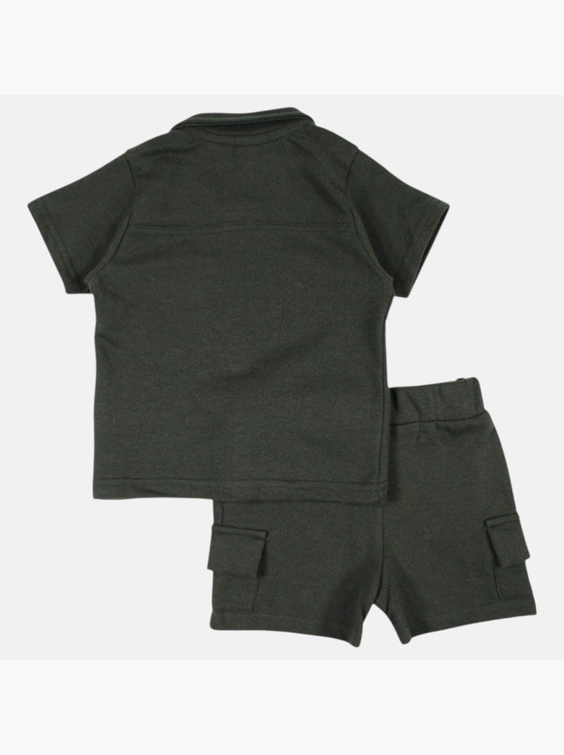 Lee Cooper - Ensemble bébé garçon chemisier et short Kaki - Kiabi