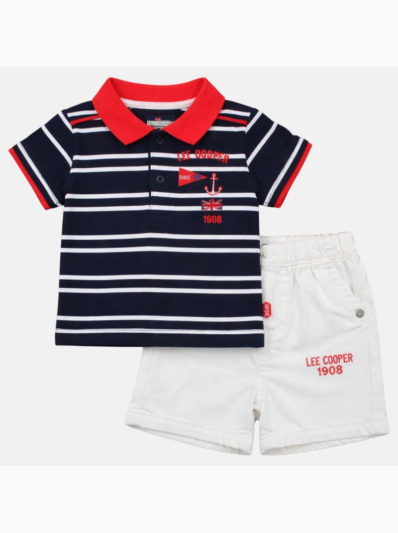 Lee Cooper - Ensemble bébé garçon polo manches courtes et short Bleu - Kiabi