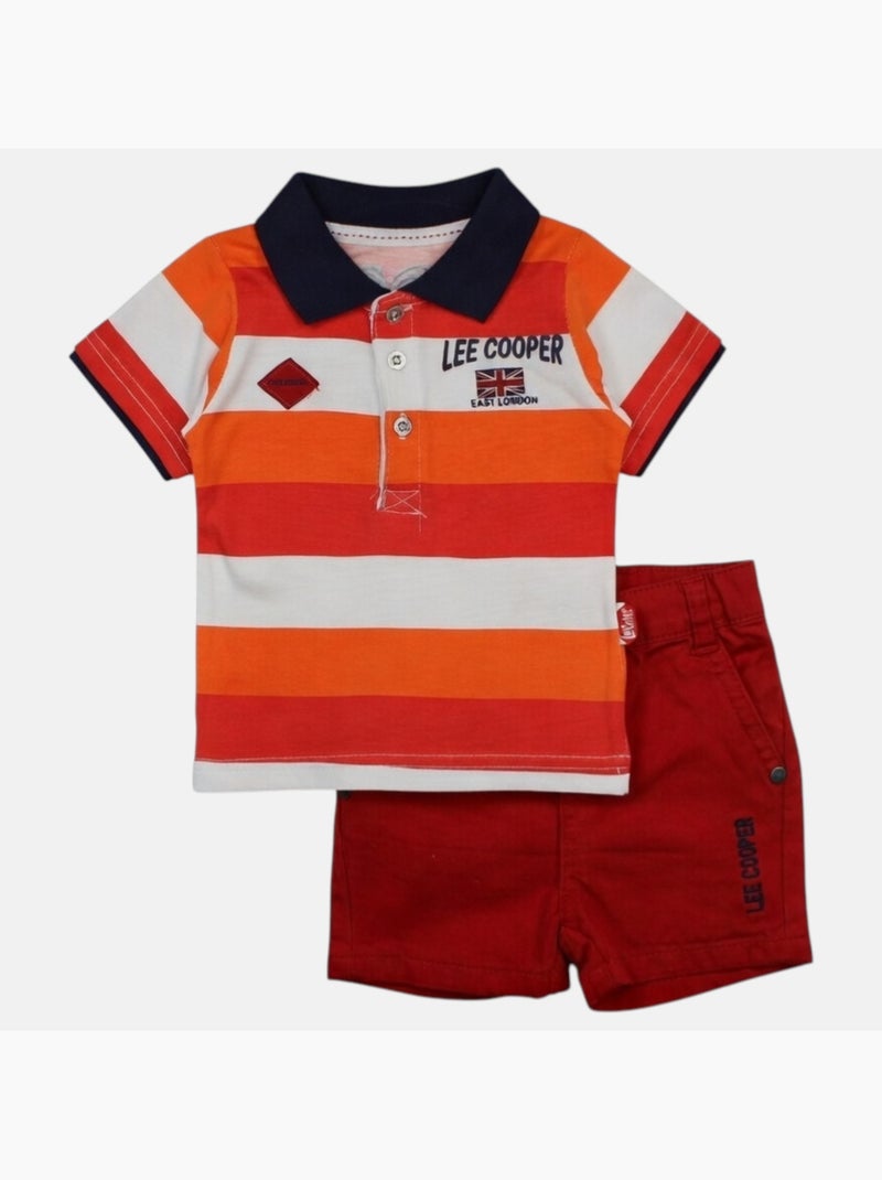 Lee Cooper - Ensemble bébé garçon polo manches courtes et short Rouge - Kiabi
