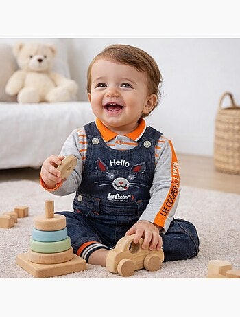 Lee Cooper - Ensemble bébé polo manches longues avec salopette
