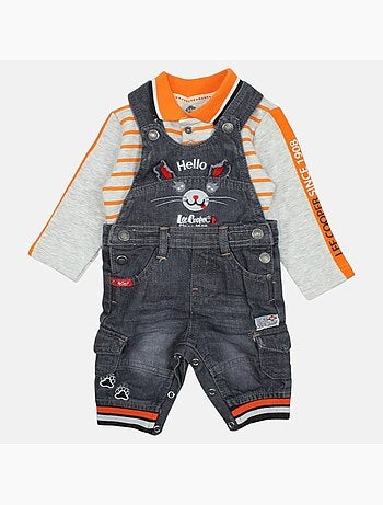 Lee Cooper - Ensemble bébé polo manches longues avec salopette