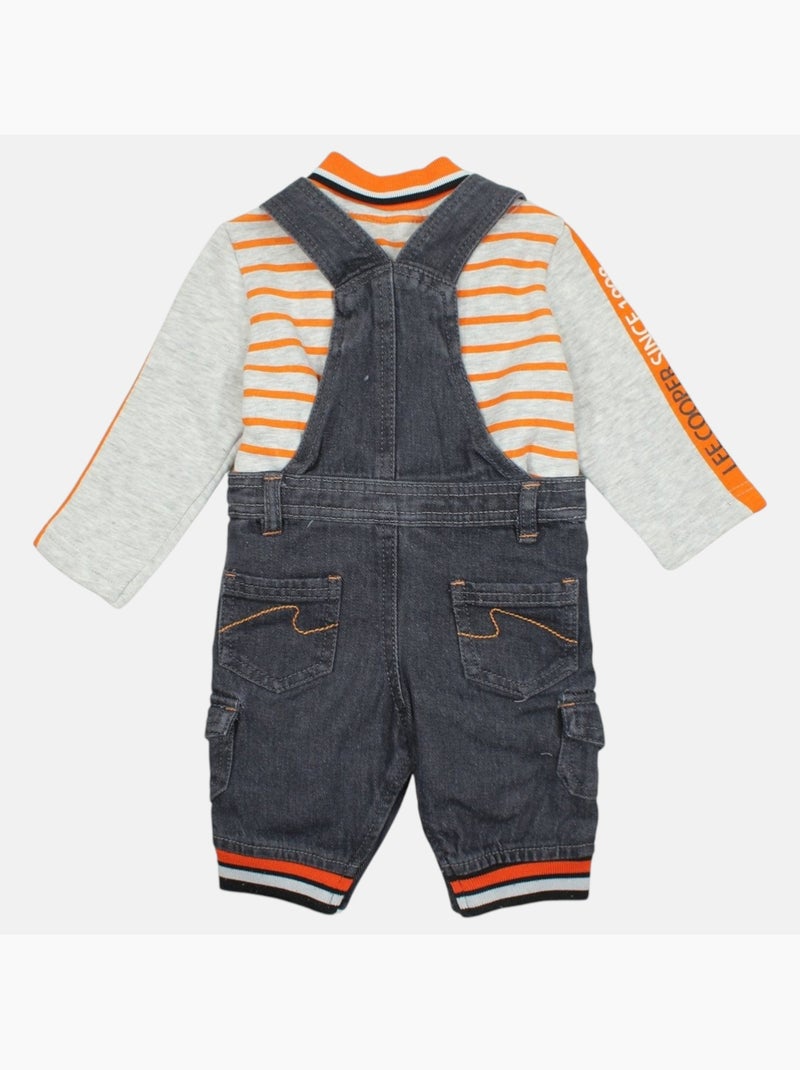 Lee Cooper - Ensemble bébé polo manches longues avec salopette Orange - Kiabi