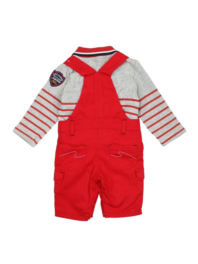 Lee Cooper - Ensemble bébé polo manches longues avec salopette Rouge - Kiabi