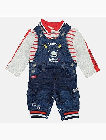 Lee Cooper - Ensemble bébé polo manches longues avec salopette