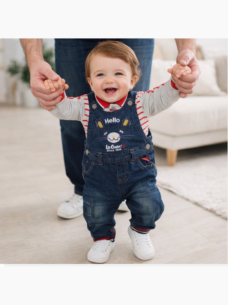 Lee Cooper - Ensemble bébé polo manches longues avec salopette Rouge - Kiabi