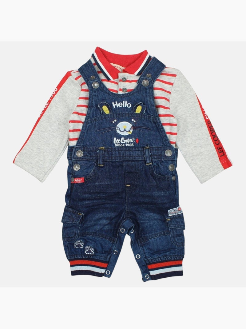 Lee Cooper - Ensemble bébé polo manches longues avec salopette Rouge - Kiabi