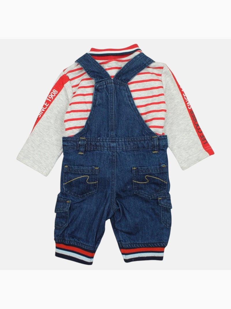 Lee Cooper - Ensemble bébé polo manches longues avec salopette Rouge - Kiabi